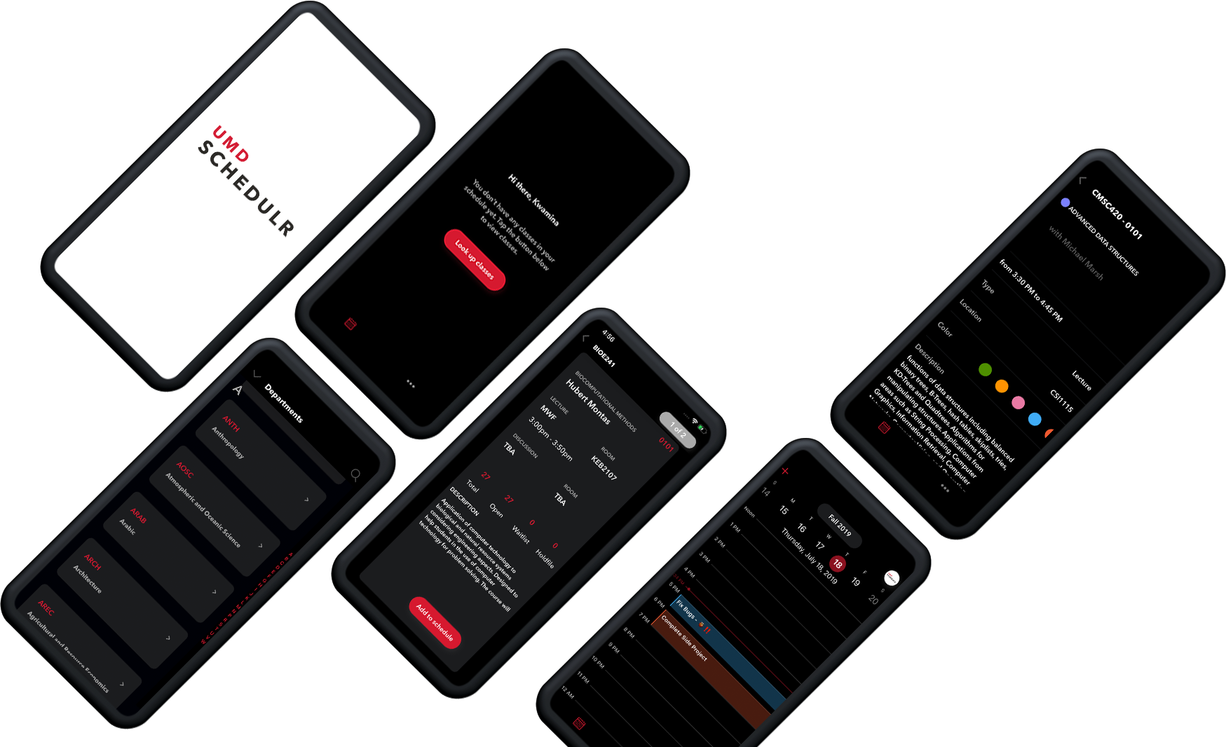 UMD Schedulr app showcase image